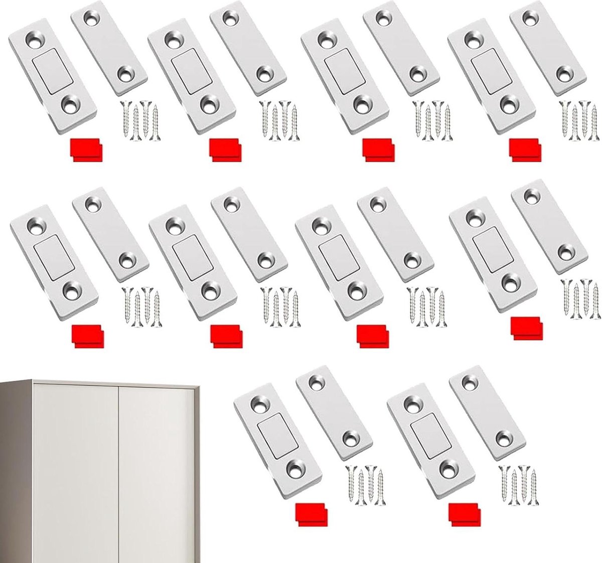 Magneetsluitingen Kastdeuren - Magneten Laden - Kasten Sluiten - Ultradun Ontwerp - 10 stuks - Zilver