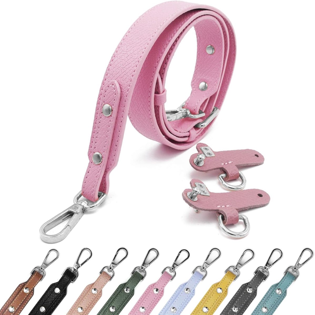 leer, zwart, goud, hengsel, om te wisselen, voor lange champ, roze
