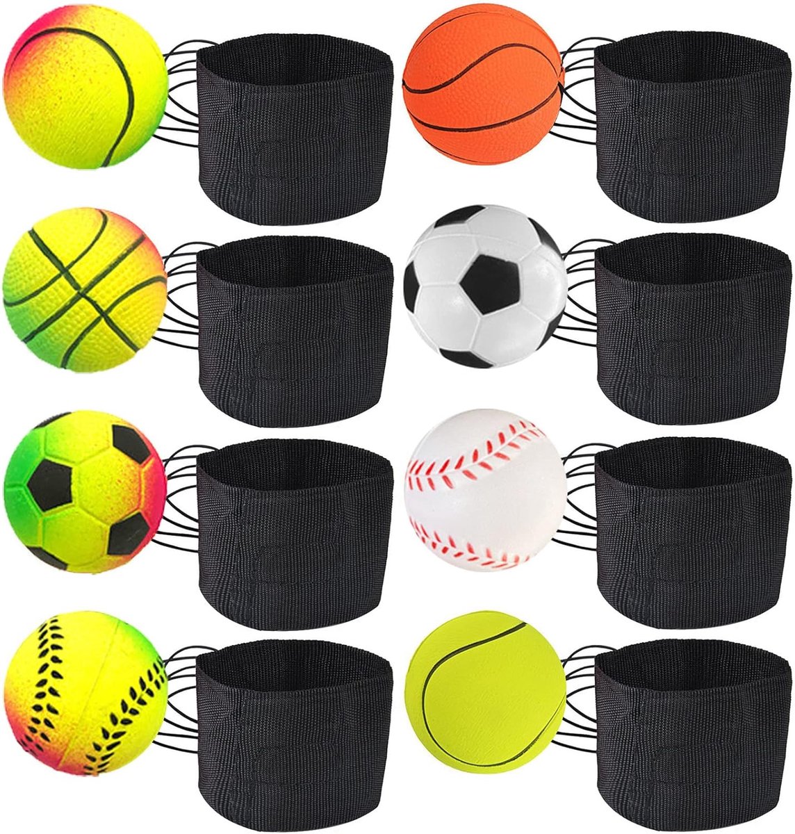Polsband Ball,DBAILY 8pcs Sport Polsballen Rubber Veiligheid Met Armband En Touw Vrije Tijd Voor Kind Volwassen Oefening Sport Buitenshuis Speel