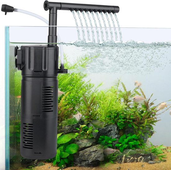 hygger Aquarium binnenfilter, 1200 l/u, aquariumfilter, aquariumsponsfilter, instelbaar, 18 W, ultrastille aquarium-dompelfilter voor tank van 114-303 liter