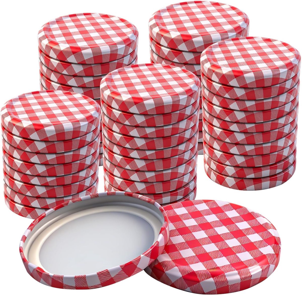 Deksels voor potten 82 mm, rood-wit schroefdeksel, twist off deksel voor inmaakpotten, reservedeksel voor schroefpotten 230/350/435/565 ml