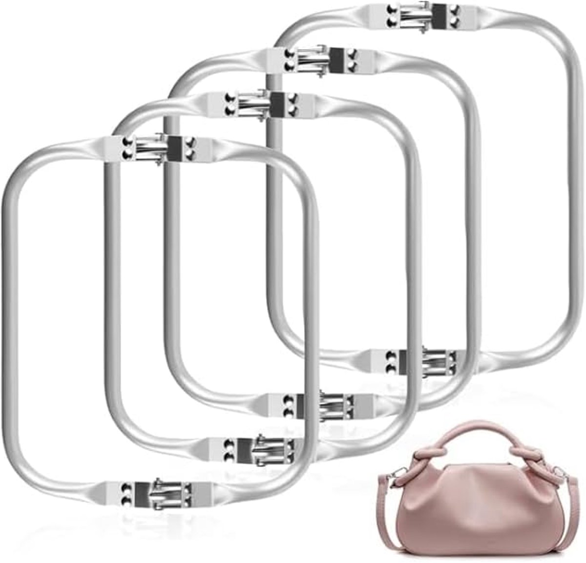 4 stuks zakken met haaksluiting en U-frame (20 x 9,2 cm) voor doe-het-zelf, haak- en kusssluitingen van aluminium, voor nachttassen en organizers, sluitsysteem voor individuele creaties