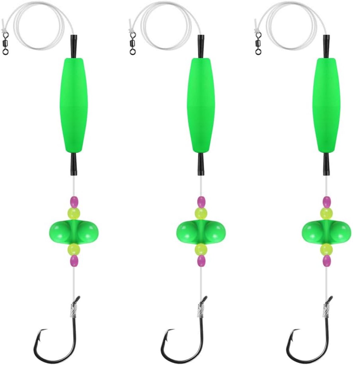 Rigs, 3 STKS Catfishing Rattler Apparatuur 6/0 8/0 Cirkel Haken Ingebouwde 2 Stalen Kralen voor Meerval Vissen