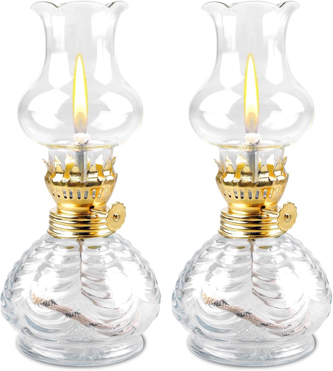 Olielampen van glas, petroleumlantaarn, stormlantaarn, vintage petroleumlamp voor binnen, huis, tuin, camping
