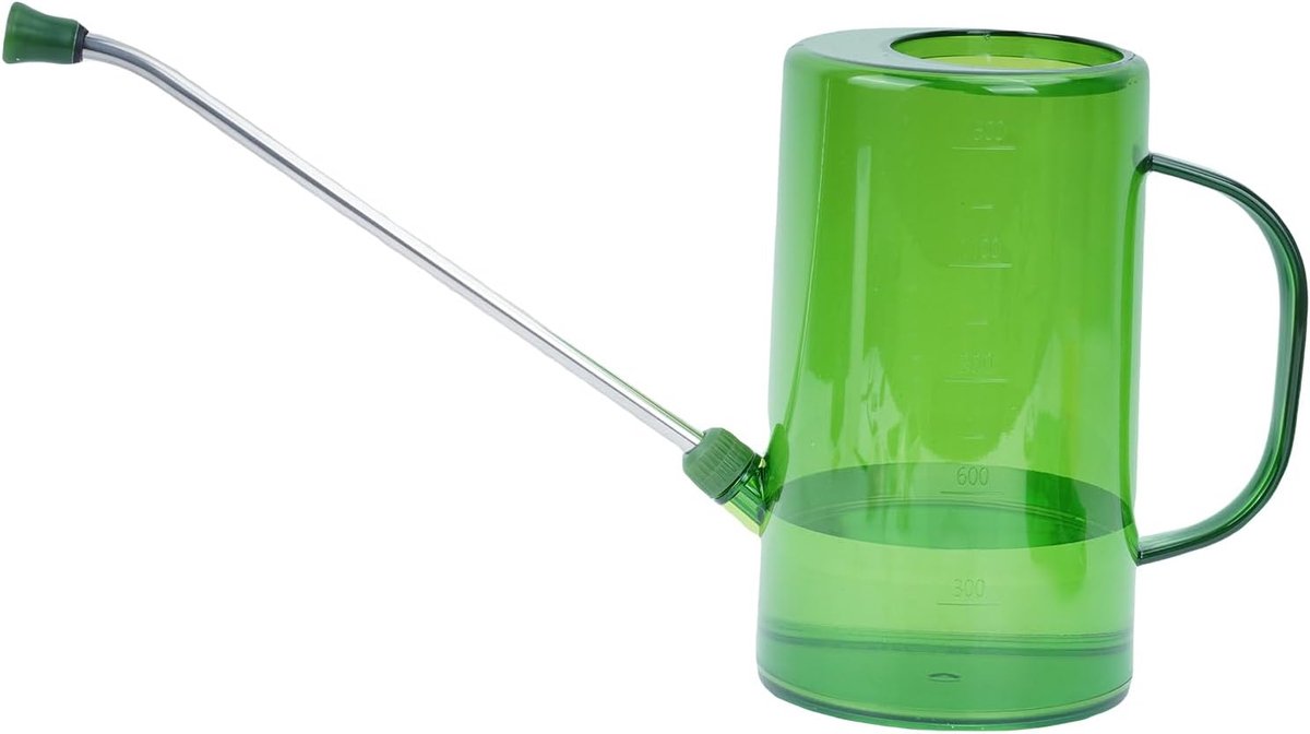 SnelShoppen - Long Spout Gieter voor Binnenplanten 1.5L - Kleine Transparante Watering Can met Meetlat - Voor Tuinieren, Succulenten, Bloemen (Groen)