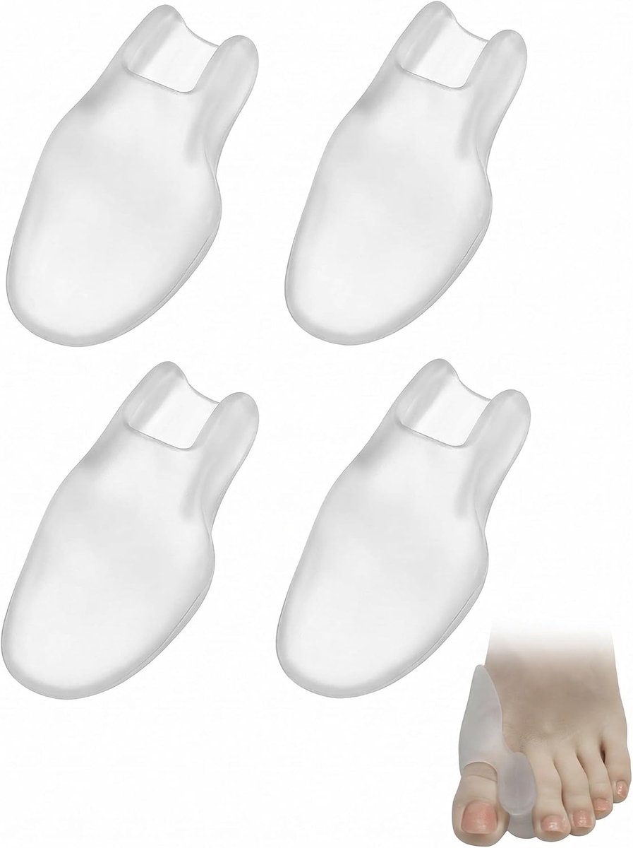 Valgus Orthese, transparante teenspreiders, 4 stuks, corrector ter verlichting van pijn, bescherming tegen wrijving en optimaal comfort onder de schoenen