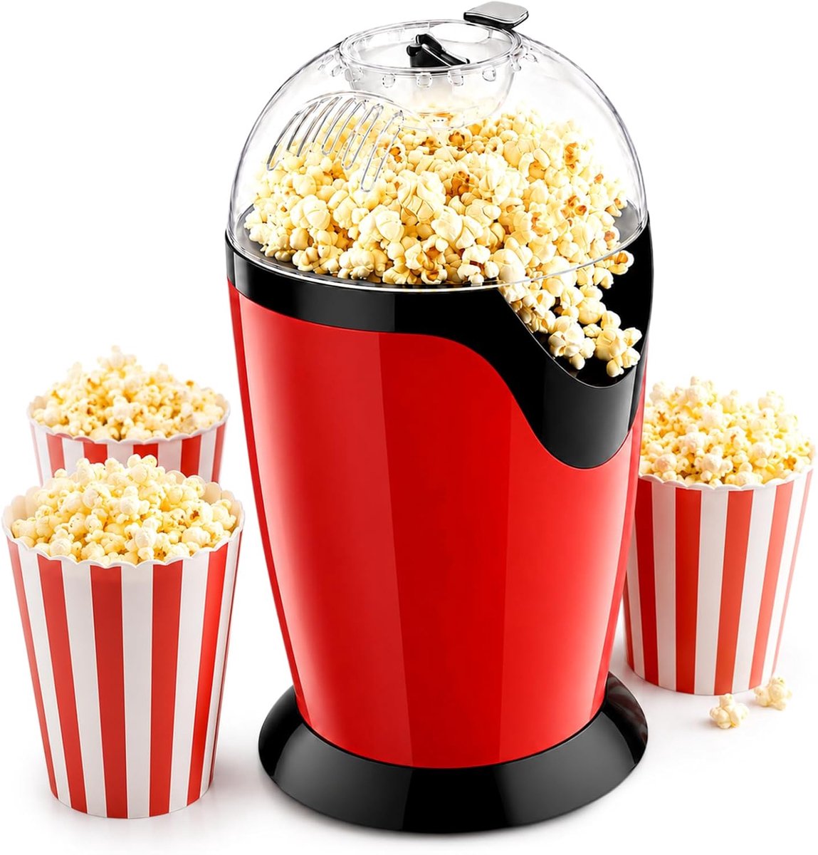 Popcornmachine, 1200W Mini Retro Popcornmachine, Hetelucht Popcorn Maker, Zonder Vet Olie Popcorn Maker, Snel Popping in 3 Minuten, Voor Huis, Voetbalavonden, Kerstfeesten