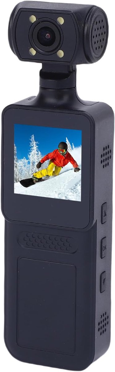 SnelShoppen - Handheld Actiecamera 4K HD Wifi, 180° Rotatable Camcorder met Clip, 1.3 Inch HD Scherm voor Sport, Reizen en Vlogs