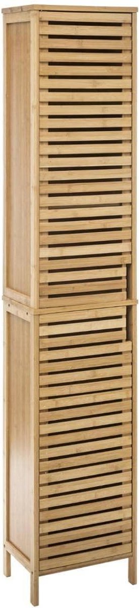 Opbercolumn badkamer 34 x 170 cm - bamboe - open deuren - stijlvol en praktisch - SnelShoppen