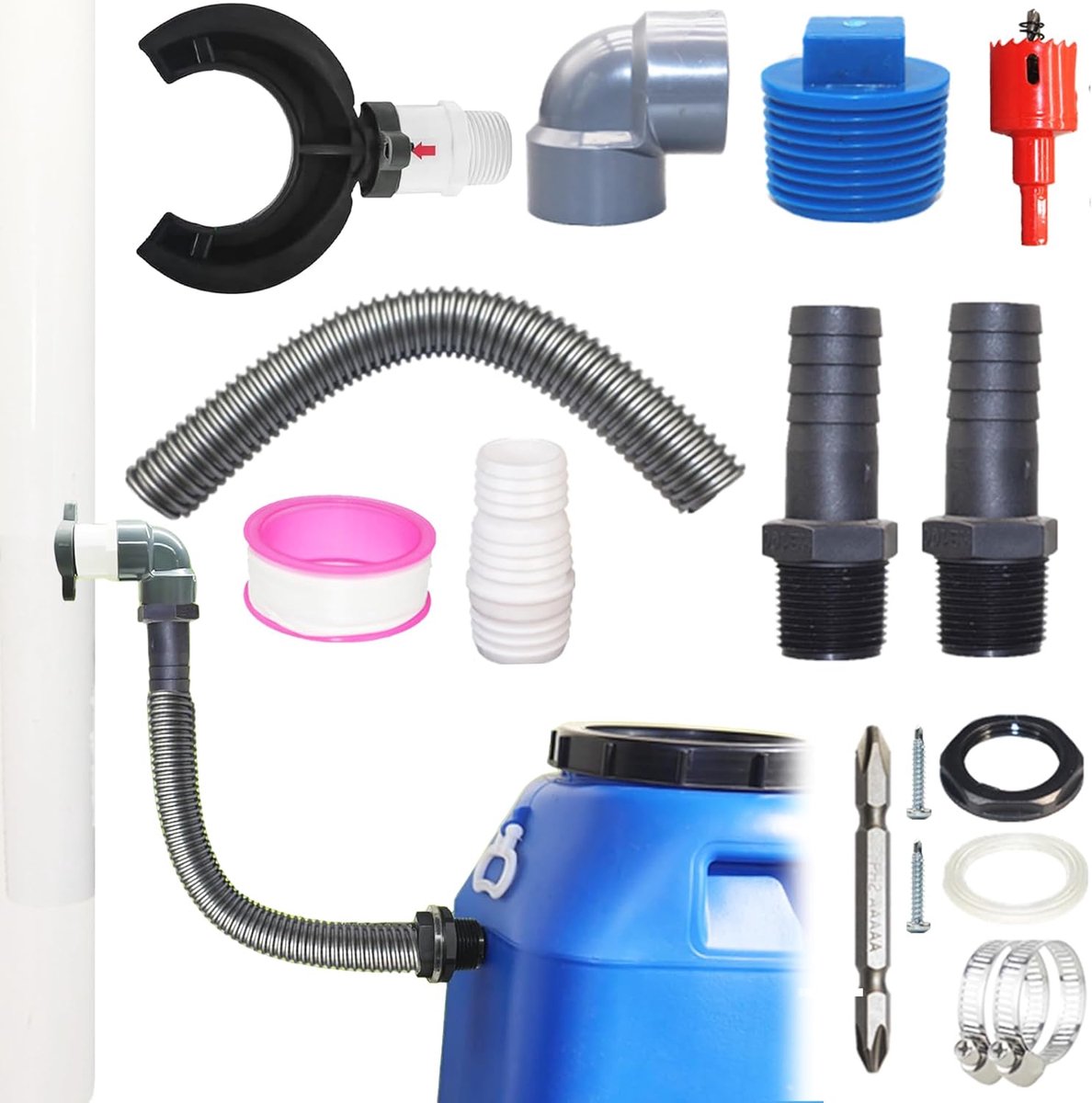 Regenwater Collector - Water Vanger - Tuin Besproeien - Corrosiebestendig Materiaal - 70-110 mm Pijp - Grijs