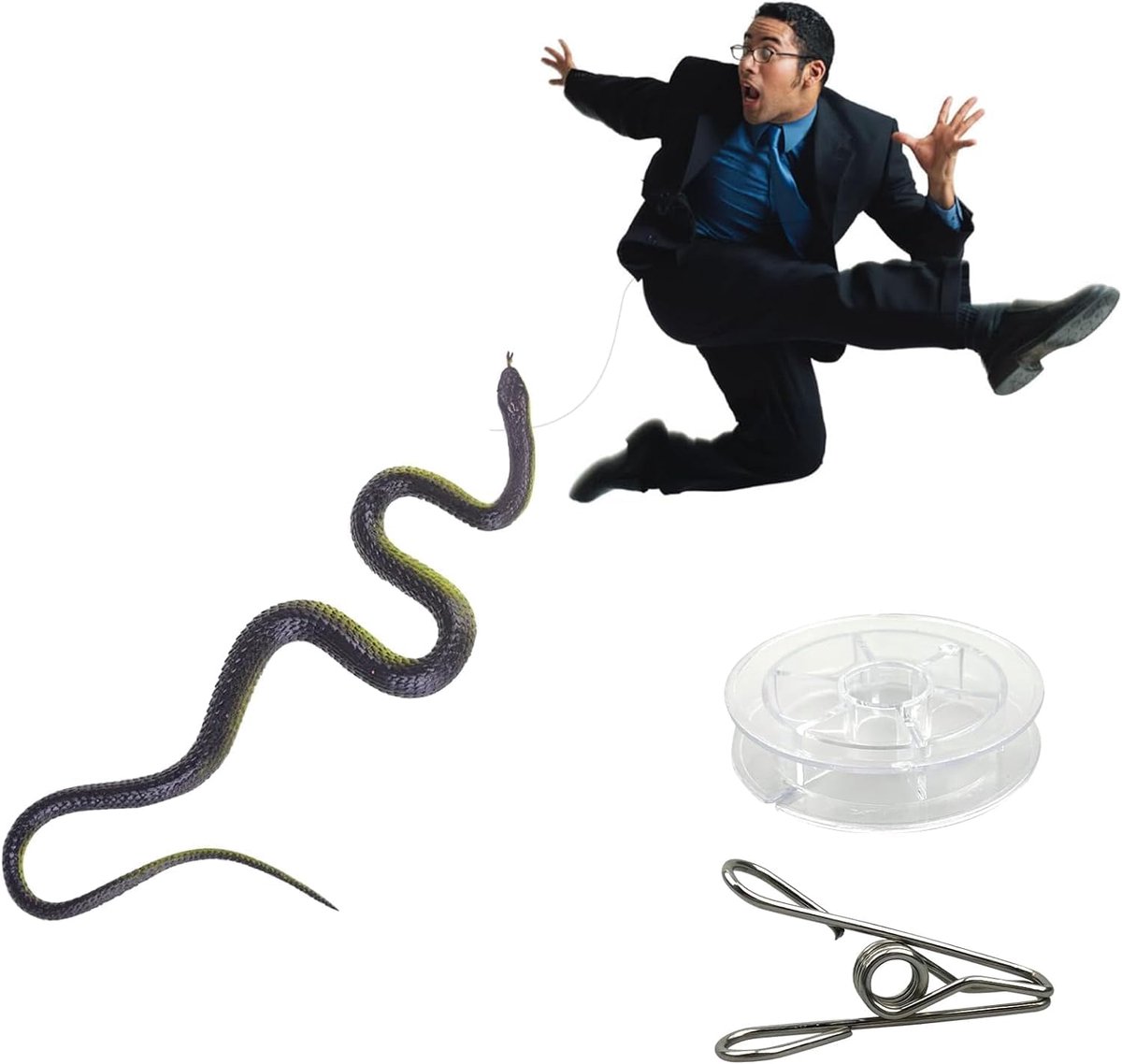 Rubberen slang, slang met touwclip, realistisch slangspeelgoed, zachte elastische slang voor grap-rekwisieten, stressverlichting, Halloween-speelgoed, tuinslang