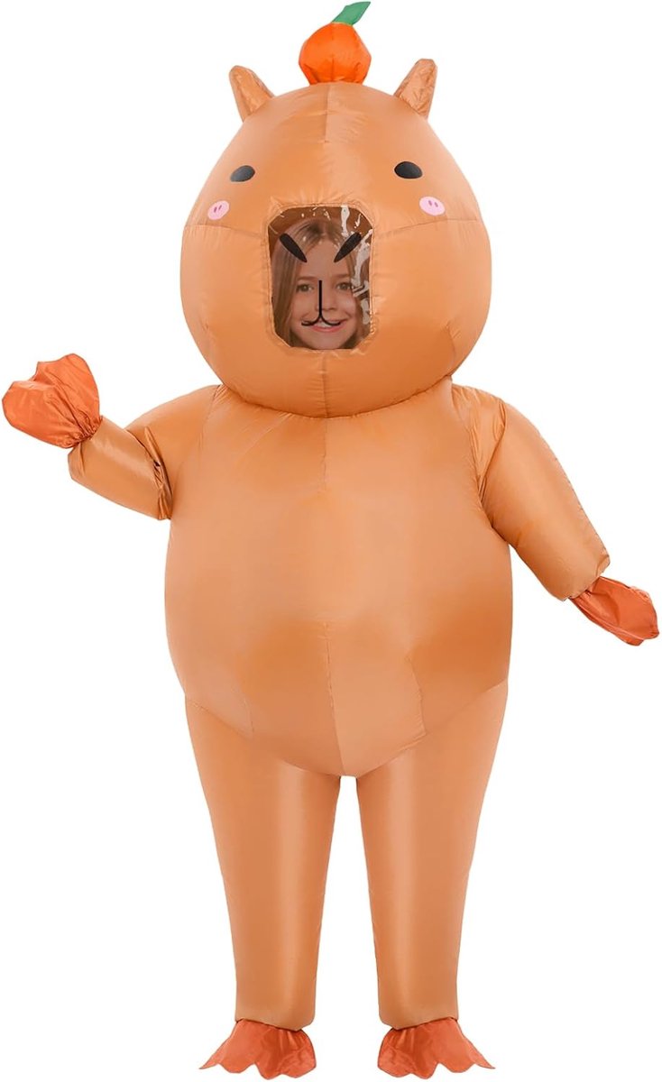 Capybara opblaasbaar kostuum voor volwassen kinderen, Halloween Capibara-kostuums voor mannen en vrouwen, opblazen kostuums grappige verkleedpartijkostuums