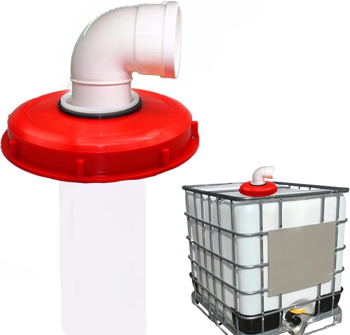90° IBC dekselfilter, IBC dekselfilter, regenwaterfilter, nylon, uitwasbaar, met deksel, 245 mm tankdeksel, waterfilter, IBC-tankfilter, accessoires, deksel voor regenwatertank