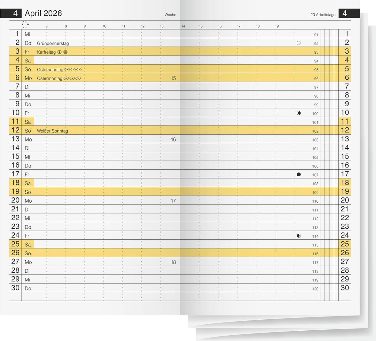 Maandkalender mini planner 2026 - 87 × 153 mm - Leporello vouw - Tijdindeling van 7-19 uur - ShopVlot