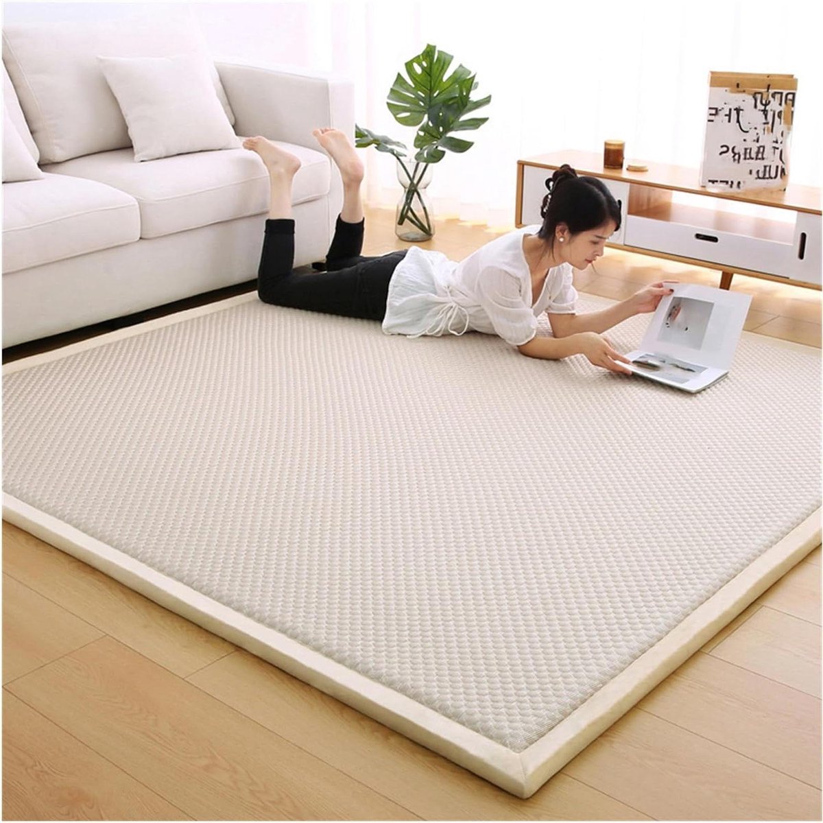 Japanse Vloermatras - Futonmatras Tatami - Vloer Slapen - Hoge Dichtheid Schuim - 200x240 cm - Khaki