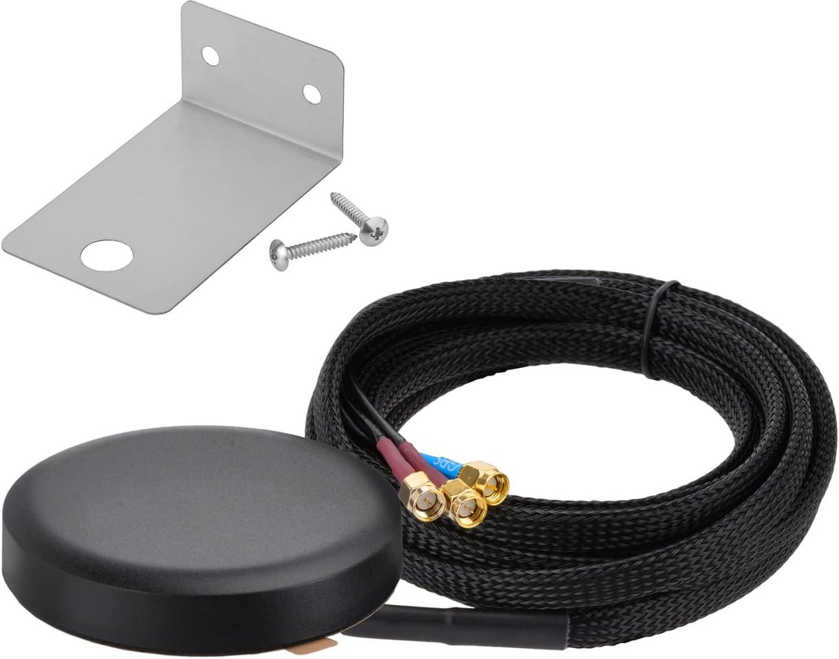 GPS + Dual-LTE Combi-antenne, MIMO 4G LTE omniversterking, wandmontage, 3 aansluitingen, 3 m afgeschermde kabel, voor het volgen van voertuigen, industriële IoT