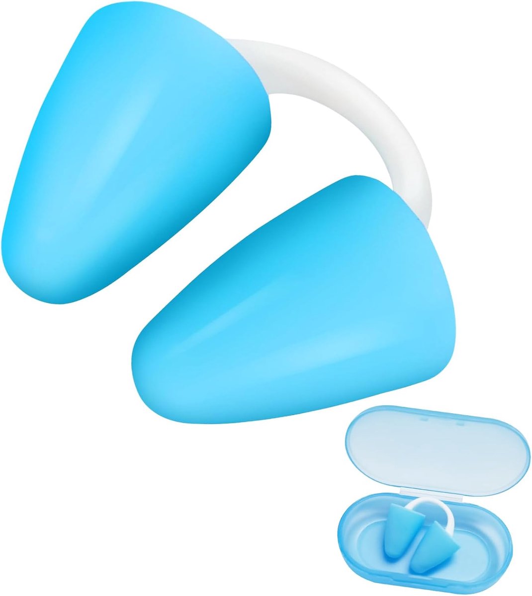Neuspluggen voor zwemmen, onzichtbare neusklem, siliconen neuspluggen voor zwemmen, comfortabele neusbescherming voor zwemmen met een doosje voor surfen, geschikt voor beginners (Blauw, Volwassenen)