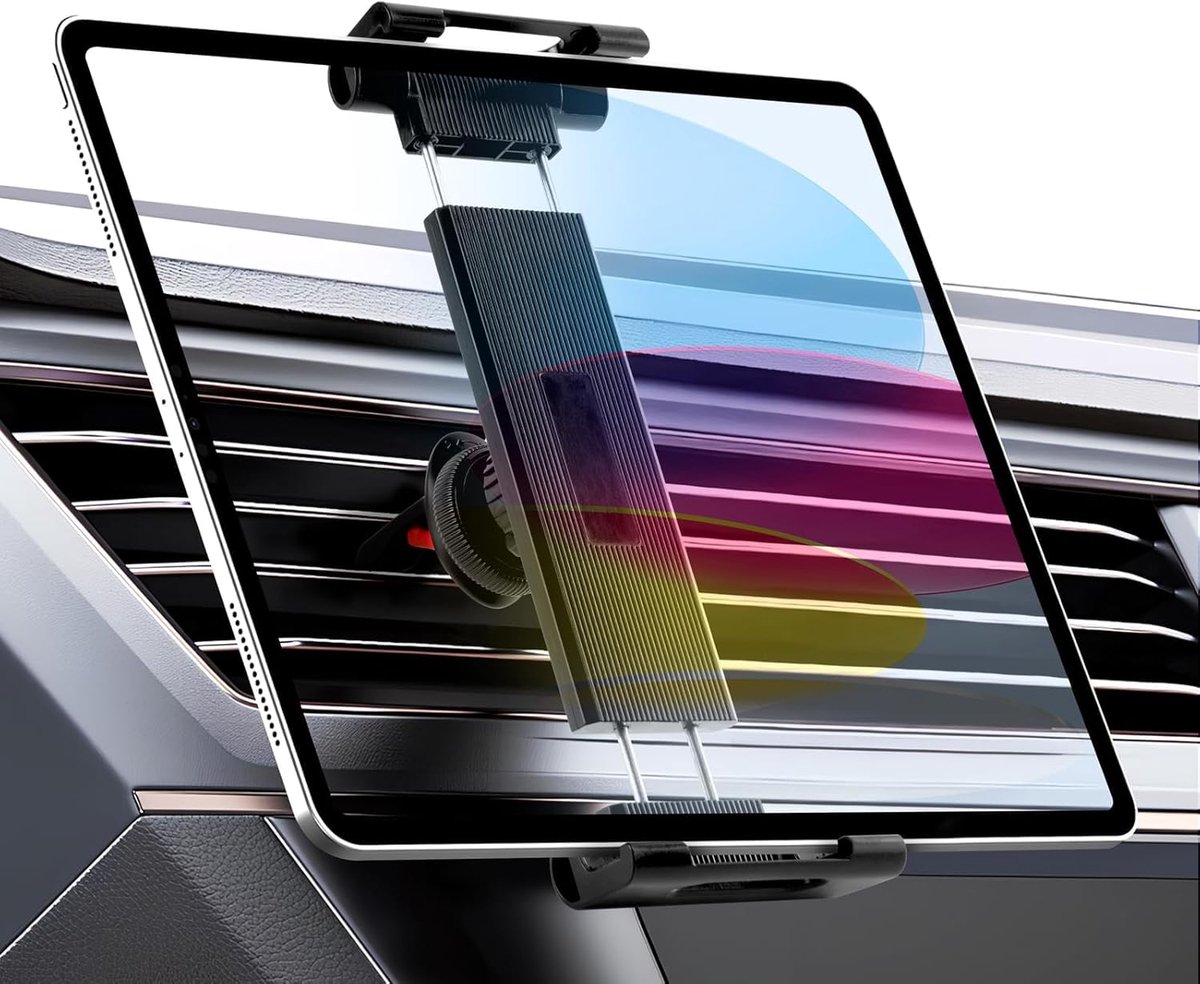 tablethouder auto, [Upgrade Clip Never Fall] Air Vent tablethouder, 360° draaibare vrachtwagen A/C haak houder voor iPad Pro 11 Air Mini, Galaxy Tab, Z Fold, iPhone, 6,5-17 inch apparaten