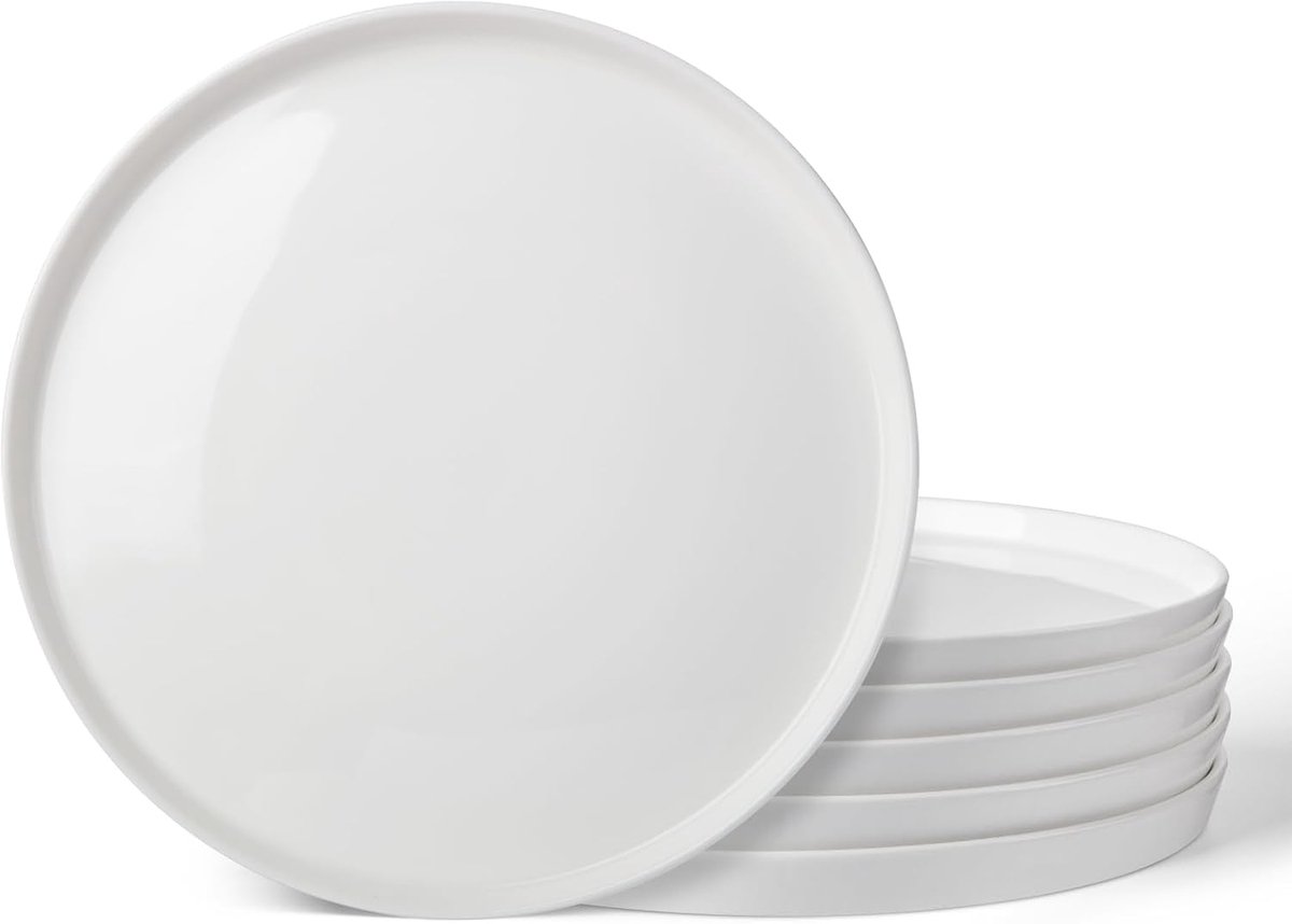 10 inch platte borden in 6-delige set, keramische dessertborden voor salade, pasta en steak