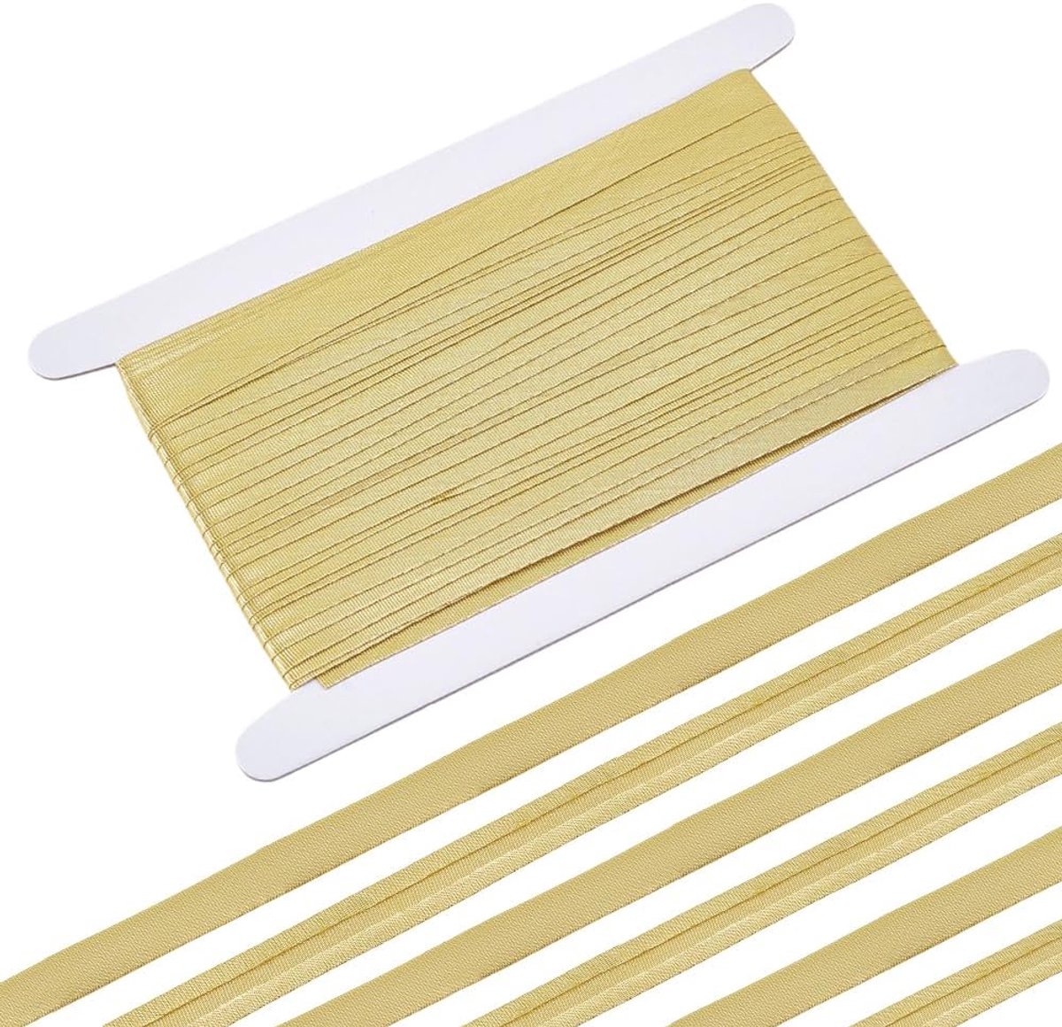 25m Enige Vouw Bias Tape, 15mm Brede Gouden Bias Binding Tape Hemming Tape voor DIY Kledingstuk Naaien, Naaien, Pijpen, Quilten