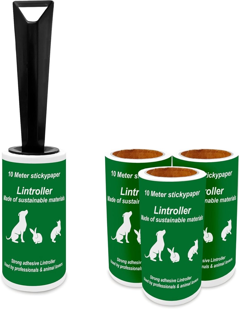 Pluisjesroller Set - 4 Stuks - 40 Meter Kleefpapier - Duurzaam Gerecyclede Materialen - Voor Kleding en Meubels