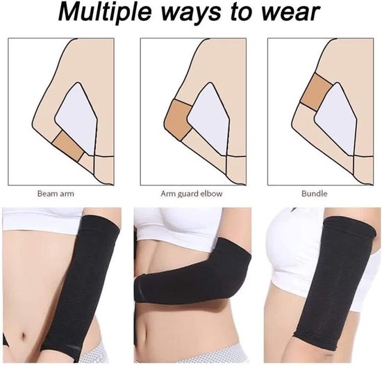 Mouwen, compressie, elastisch, beenwarmers, compressiemanchetten, armwarmers, 2 paar, Zwart + Beige, Eén maat — afbeelding 2