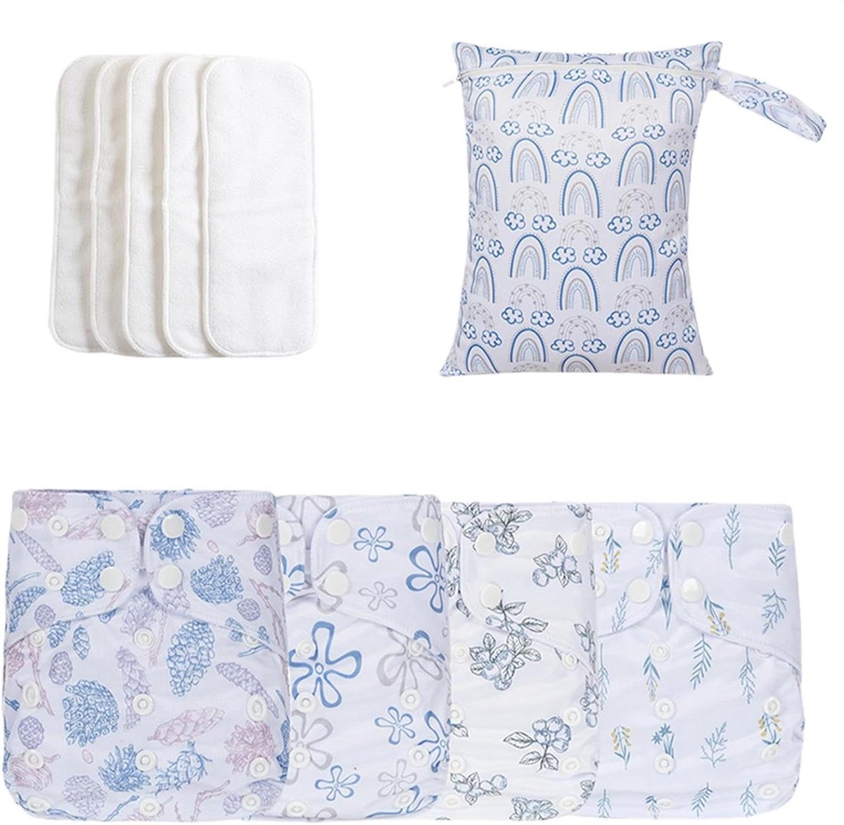 Herbruikbare Luiers - Wasbare Luiers Baby - Baby Verzorging - Verstelbaar en Ademend - 3-15 kg - Meerkleurig
