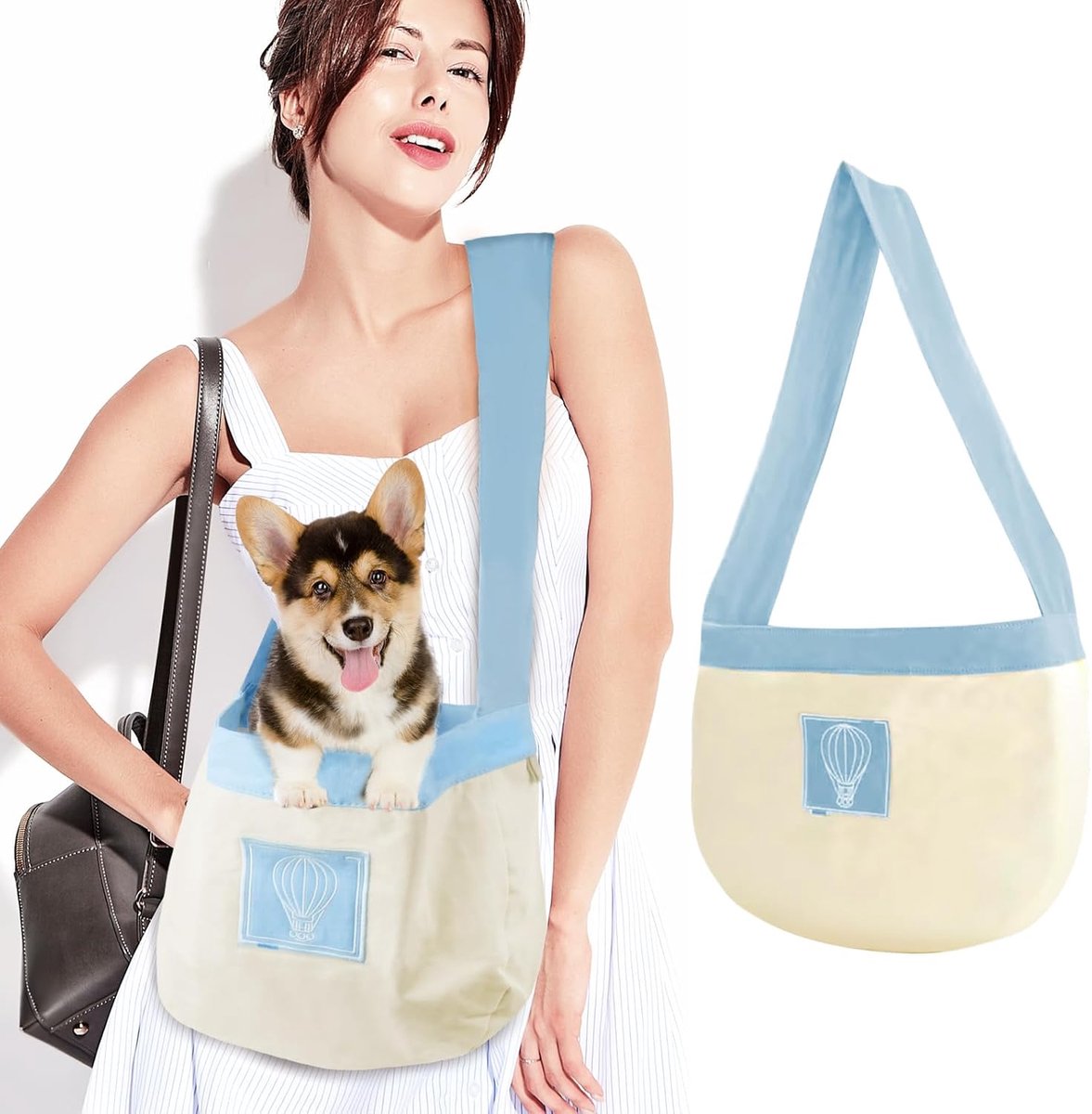 draagdoek voor hond, hondendraagtas voor welpen, draagtas voor kleine honden tot 5 kg, lichte en comfortabele huisdieren draagtas met ademend canvas, magneetsluiting