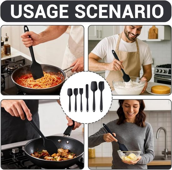 Spatels en lepels, borstel, anti-aanbaklaag, flexibel, hittebestendig, BPA-vrij, voor mixen, bakken en koken — afbeelding 4