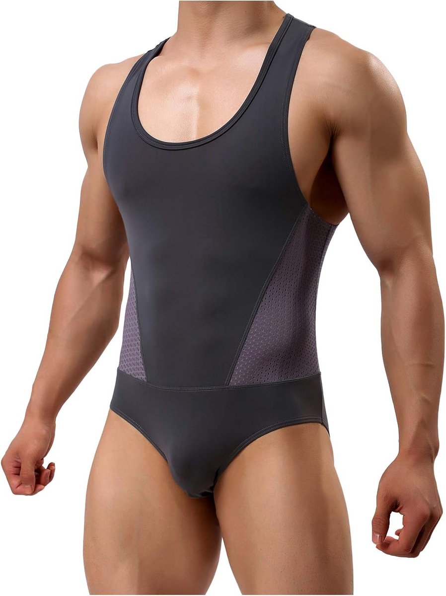 Kevin Heren body bodysuit ondergoed stringbody onderhemd body compressie singlet sportwear heren overall