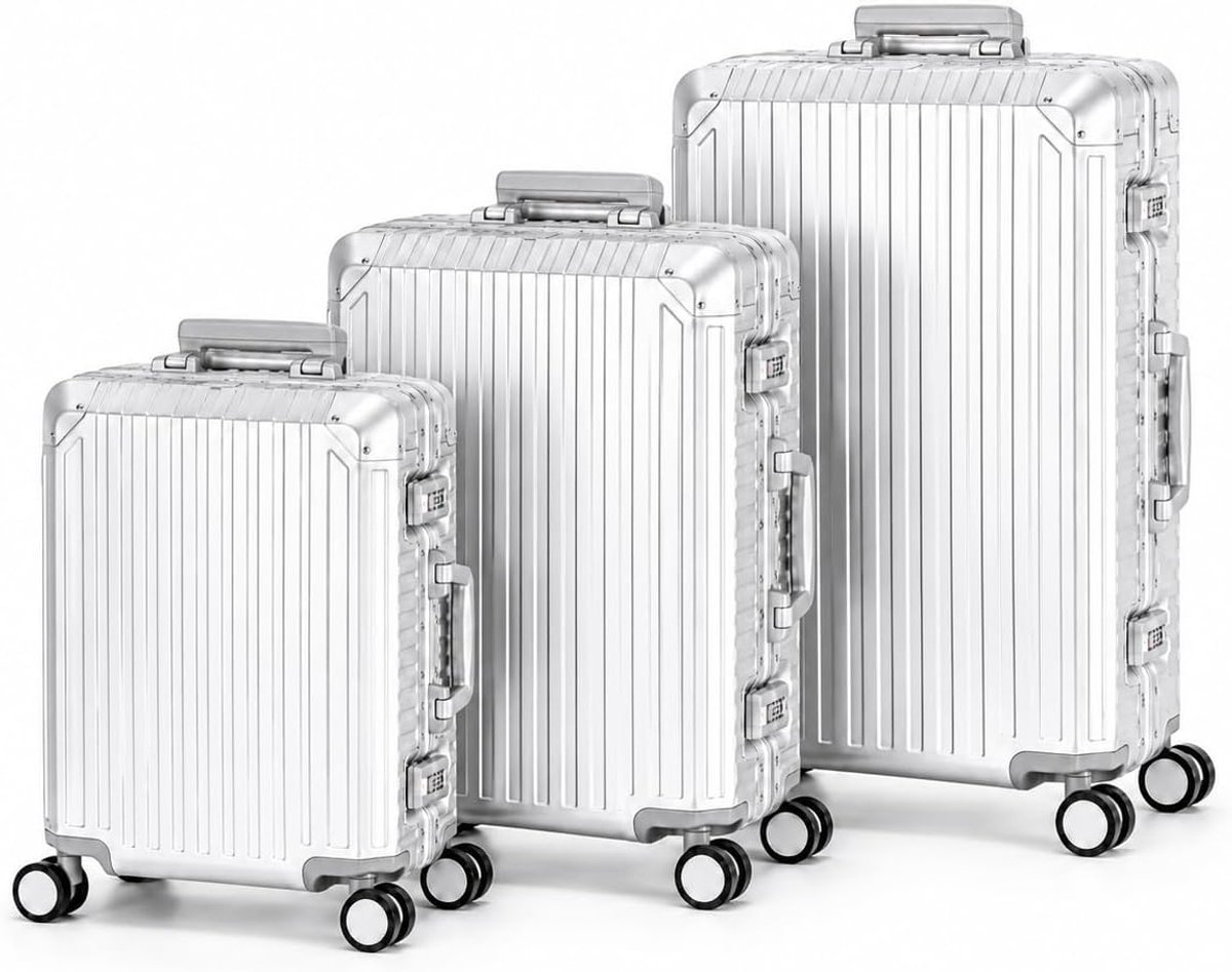 SnelShoppen - Aluminium Reiskoffer Set T6035 - Lichtgewicht Handbagage Koffer, Verschillende Maten en Kleuren, Robuuste Reistas voor Vakantie en Zaken