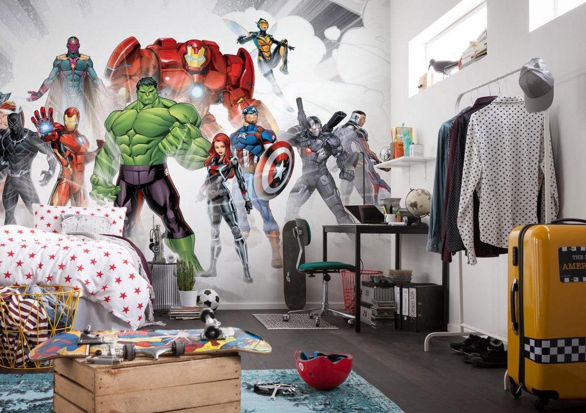 Behang - Avengers Unite - afmetingen 368 x 254 cm (breedte x hoogte)