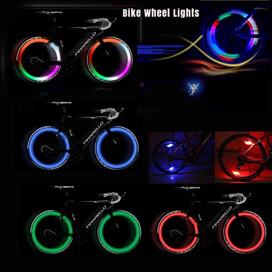 SnelShoppen - LED Fietslampen, 5 Stuks Neon Fietslampen met 3 Lichtstanden, Spakenverlichting voor MTB Veiligheid, Fietsverlichting voor Stadsfiets, V — afbeelding 4