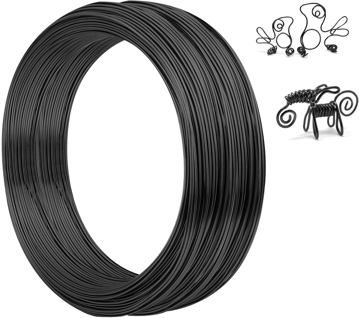 Draad, 1 mm 50 m Buigbare Aluminiumdraad | voor Knutselen, Metaaldraad voor Sieraden maken, Kransen maken, Beeldhouwen, Modelleren - Zwart