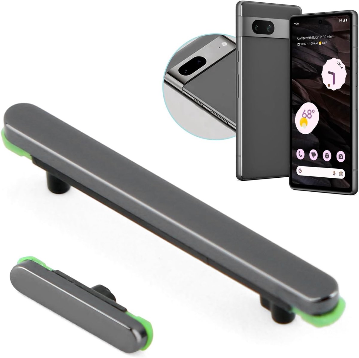 volumeregeling voor Google Pixel 7 aan/uit-knop + volumeknop reserveonderdelen voor Google Pixel 7 zijknoppen vervangingsset (zwart)