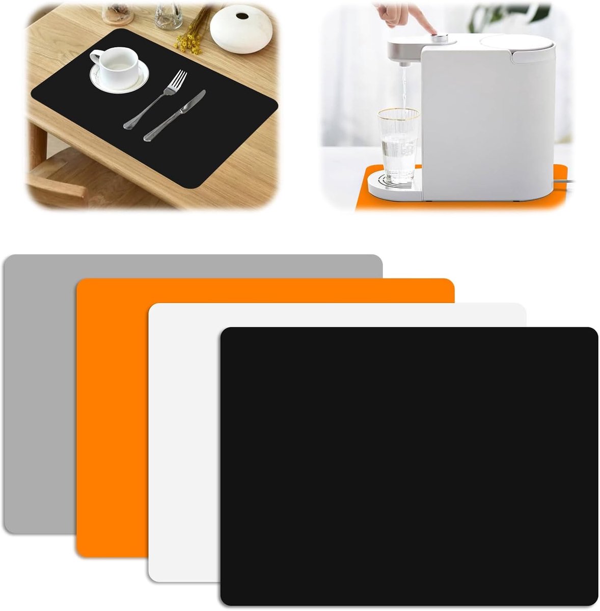 4 stuks siliconen matten om te knutselen, 40 x 30 cm, knutselmat, A3, grote tekenonderlegger, antislip tafelonderlegger, anti-aanbaklaag, knutselonderlegger, wasbare tafelmat, schilderonderlegger