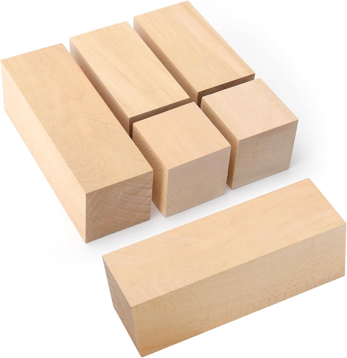 6 stuks lindehouten snijblokken voor houtsnijwerk, grote onbehandelde blokken voor houtsnijwerk, knutselen, natuurlijke stukken hout