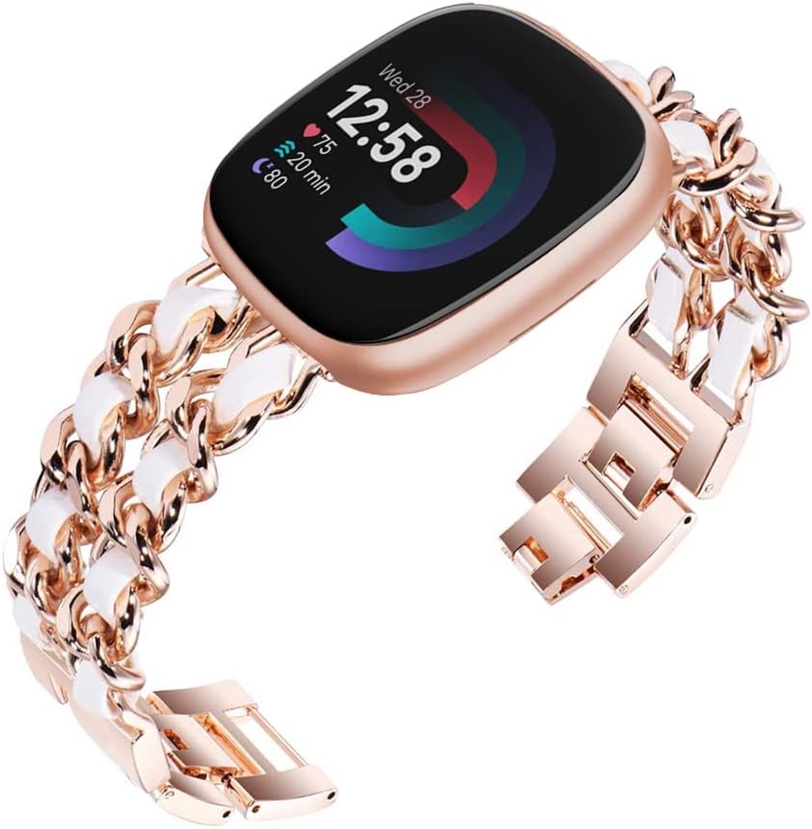 compatibel met Fitbit Versa 4 / Sense 2, metalen roestvrijstalen horlogebandjes voor dames voor Fitbit Versa 4/Sense 2