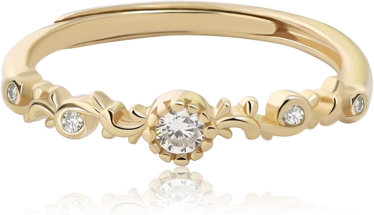 Sterling Zilveren Voor Dames Fijne Diamant Prinses Ring Blad Klimop Stapelbare Duim Wijsvinger Ring