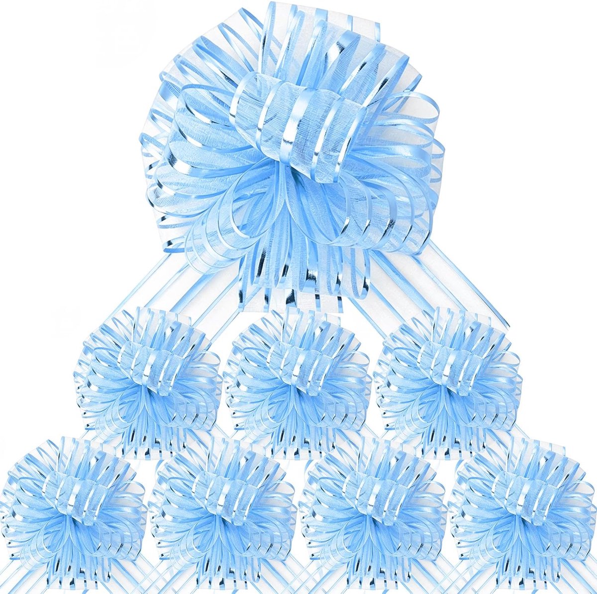 Strikken, [6 Inch] Lichtblauwe Organza Strikken voor Cadeauverpakking, Cadeaumanden, Bruiloft, Kerstmis, Verjaardag en Bloemstukken