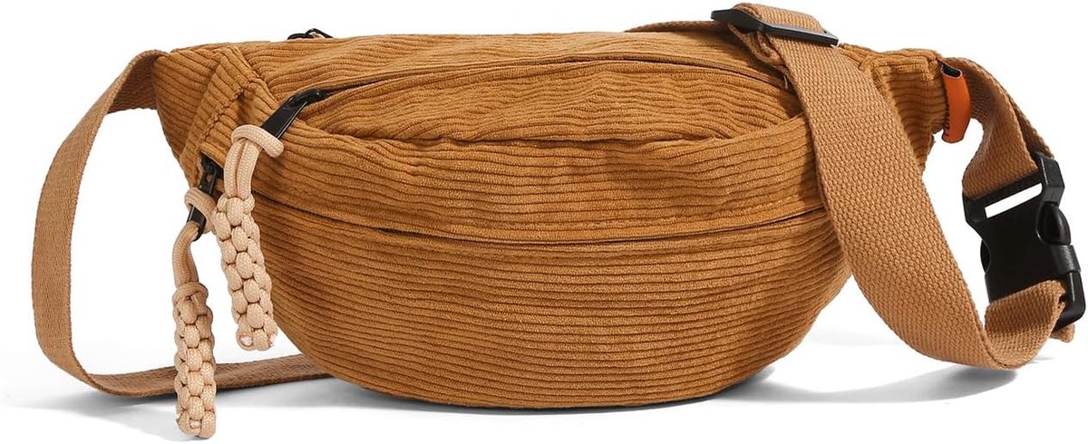 buiktas voor dames, corduroy heuptas, schoudertas, corduroy crossbody bag, heuptassen met verstelbare schouderriem voor dames en heren, geel, 33 x 16 x 9 cm, mode