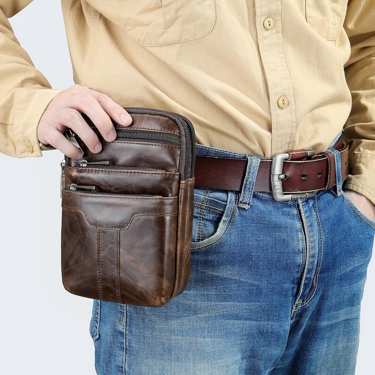 mobiele telefoon-schoudertas voor heren, bruin, outdoor mobiele telefoon, riemtas, klein, retro PU-leer, mobiele telefoon, schoudertas, messenger tas, mobiele telefoon, heuptas, beugel, heuptas,