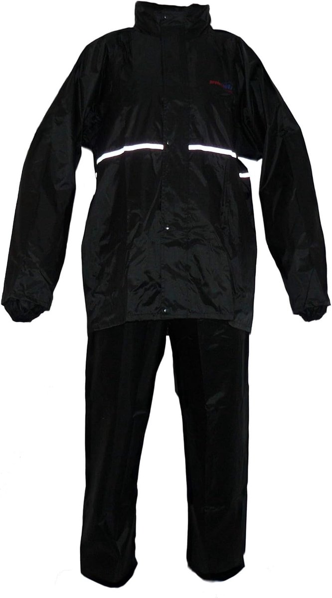 SnelShoppen - Motorrainpak 2-delig Zwart Shiny RK-RS11-L - Waterdicht Rainsuit - 100% Polyester met PVC Coating - Inclusief Opbergtas - Maat L