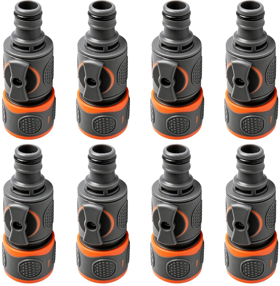 SnelShoppen - 8 stuks slangkoppelingen met regelventiel, 16 mm tuinslangverbinder met afsluitventiel, snelkoppeling voor tuinirrigatie, slangkoppeling
