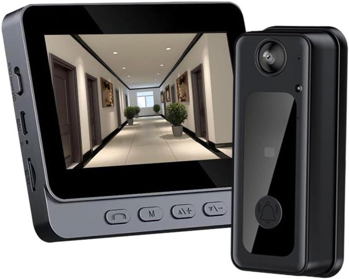 Video Deurbel - Visuele Intercom - Huis Beveiligen - IPS Scherm - 4.3 Inch - Zwart