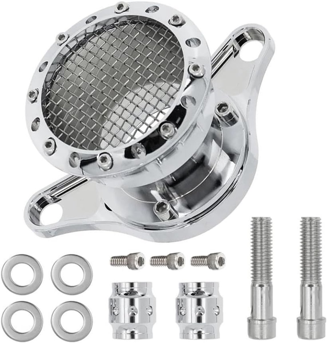 Motorfiets Luchtzuiveraar met Filter en Inlaatsysteem, Geschikt voor Sportster Iron 883 XL883 XL1200, Verbeterde Luchtkwaliteit en Vermindering van Geuren, Chrome Zilver