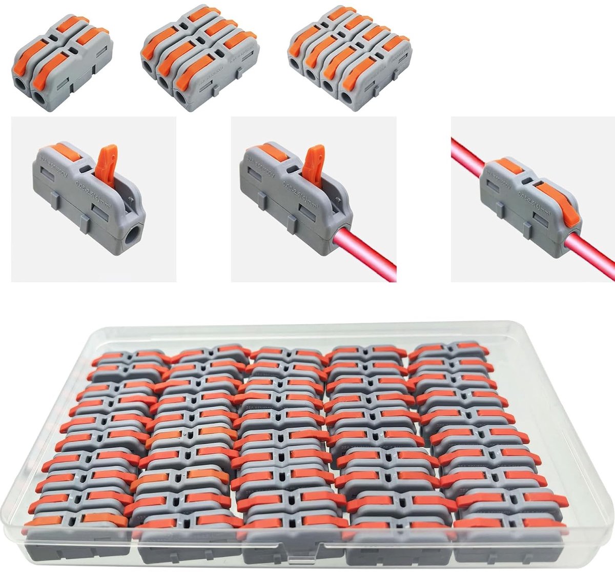 Mini Quick Wire Terminals - Ruimtebesparende connectoren voor bedrading 0.1-2.5mm², 50 stuks, ideaal voor elektrische projecten en doe-het-zelf toepassingen
