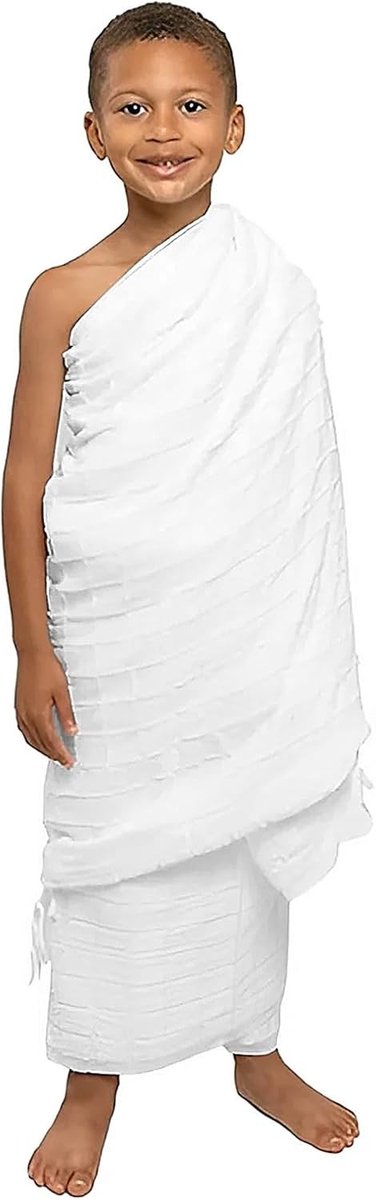 2-delige Ihram Pilgrim Kleding voor Moslim Mannen en Jongens, Islamitische Haj Kleding voor Mekka, Ramadan Gebed Outfit, Jubba Thobe en Sjaal voor Pelgrims