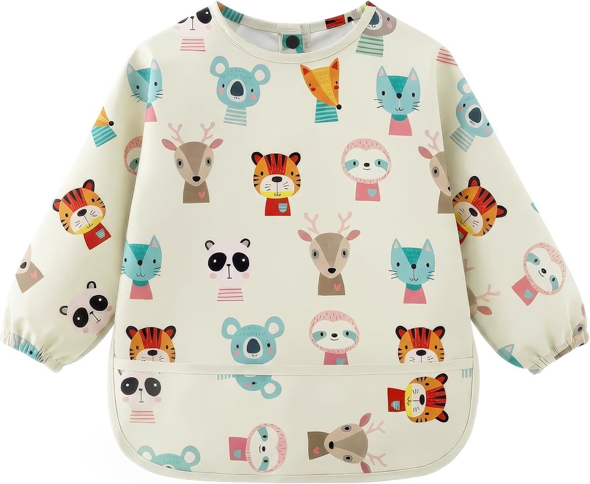 Bibs With Sleeves,Waterproof Baby Long Sleeve Bibs,Waterproof Bib,PU Waterproof Toddler Bibs,Long Sleeve Unisex Bibs - ShopVlot
