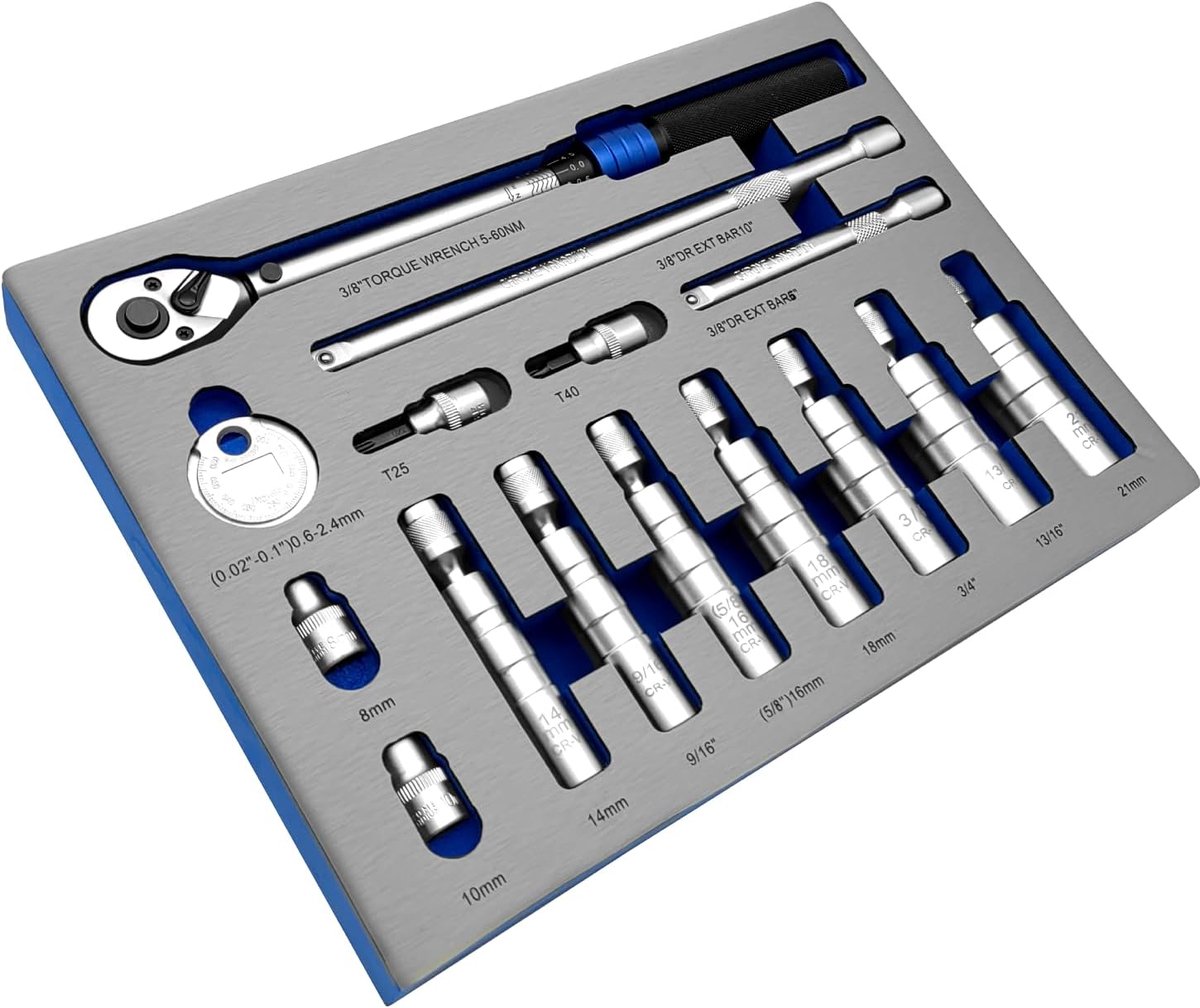 SnelShoppen - 15Delige Universele Bougiesleutel Set met Magnetische Aansluiting, 14mm, 16mm, 18mm, 21mm, 9/16", 5/8", 3/4" en 13/16", Inclusief Ratels